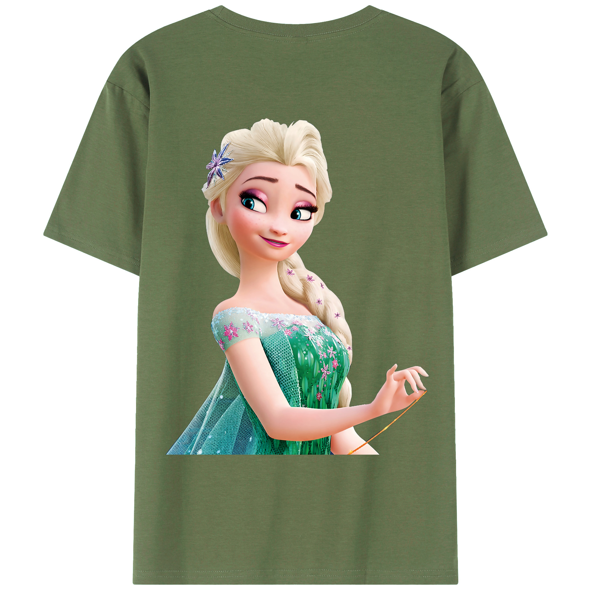 （画像用） アナと雪の女王 アンナ エルサ Frozen Anna Elsa 綿100％ メンズ半袖Tシャツ（バックプリント） 通気性